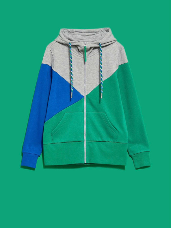 Moodo Felpa con zip da donna grigio e verde Moodo