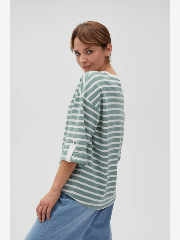 Moodo Felpa a righe bianca e verde da donna Moodo