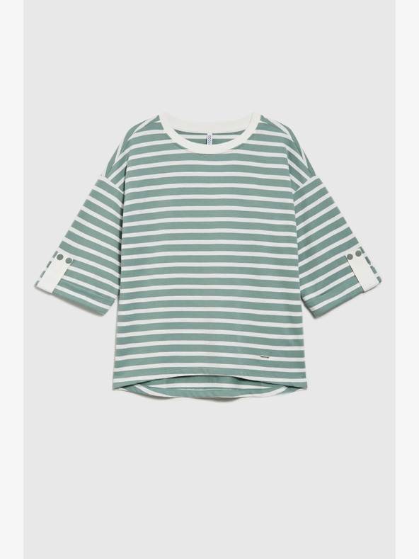 Moodo Felpa a righe bianca e verde da donna Moodo