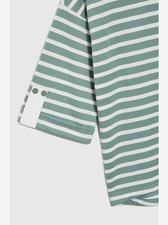 Moodo Felpa a righe bianca e verde da donna Moodo