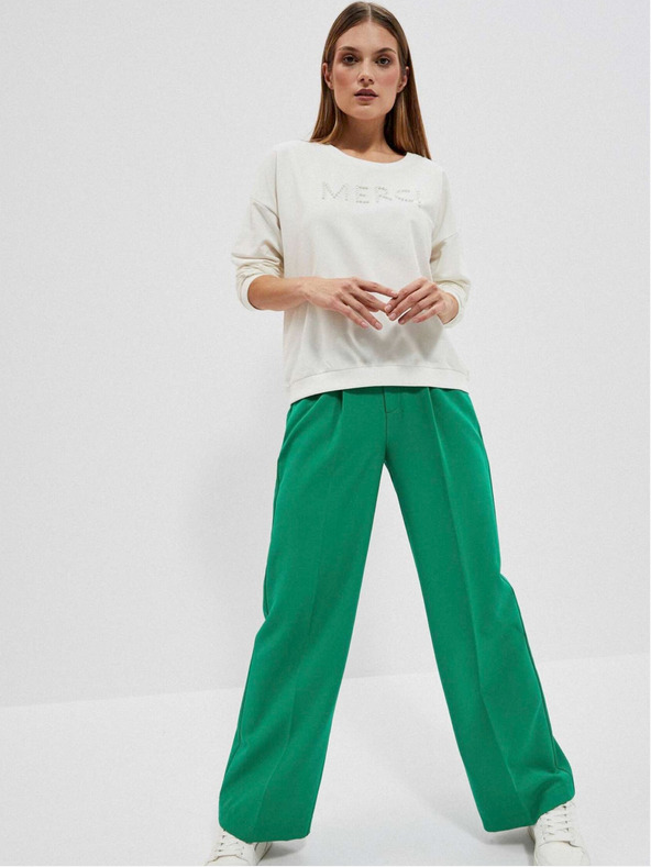 Moodo Felpa da donna bianca con cappuccio Moodo