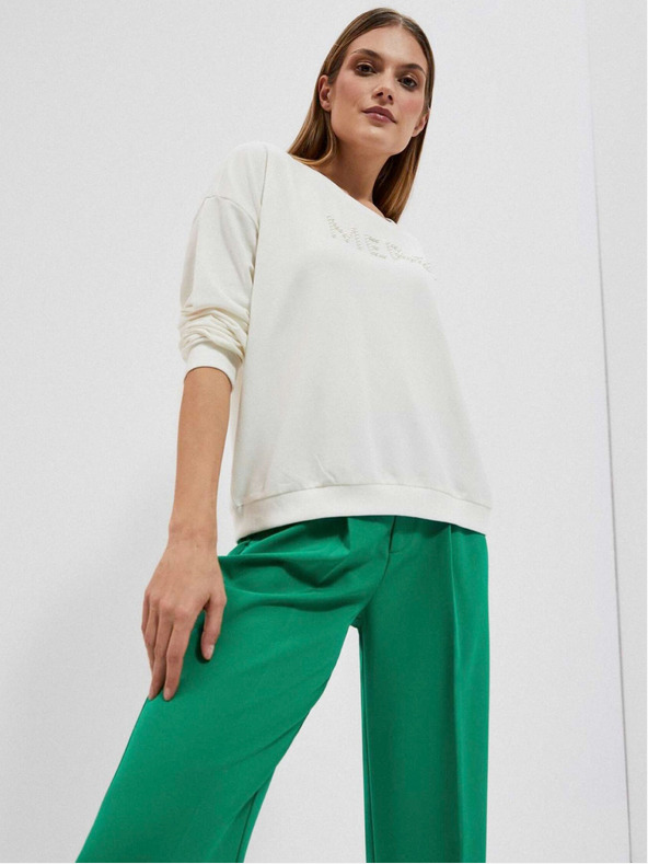 Moodo Felpa da donna bianca con cappuccio Moodo