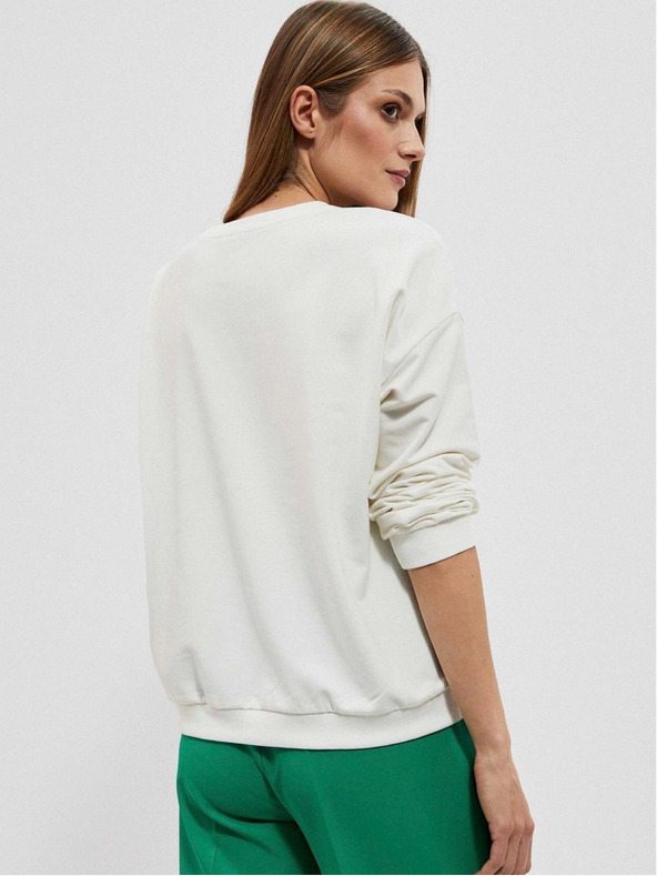 Moodo Felpa da donna bianca con cappuccio Moodo