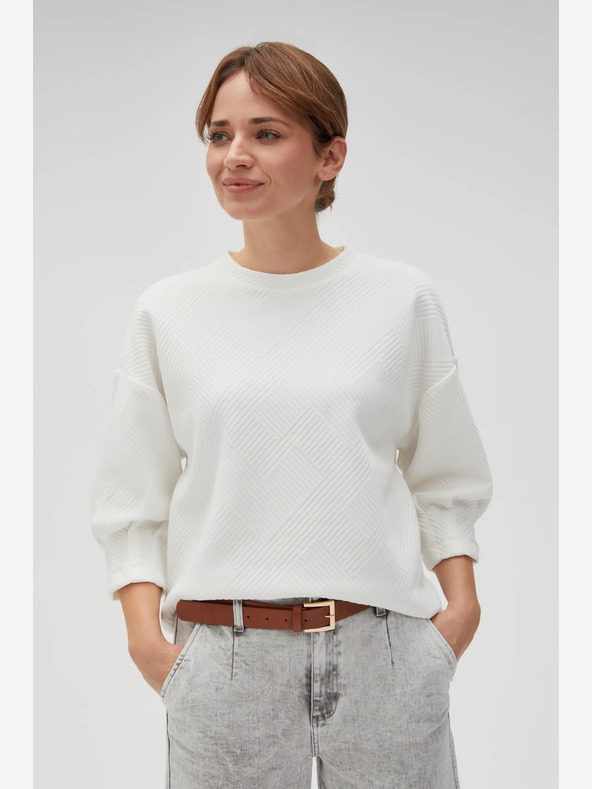 Moodo Felpa da donna bianca con cappuccio Moodo