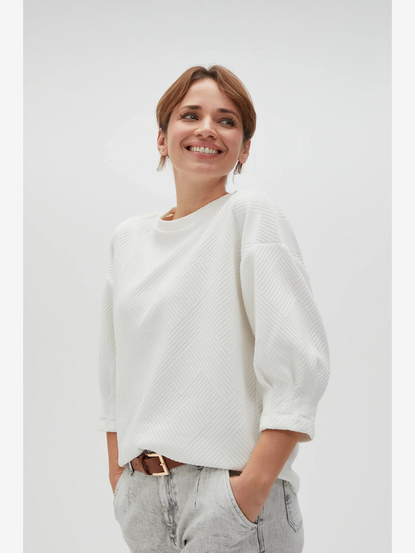 Moodo Felpa da donna bianca con cappuccio Moodo