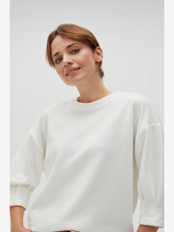 Moodo Felpa da donna bianca con cappuccio Moodo