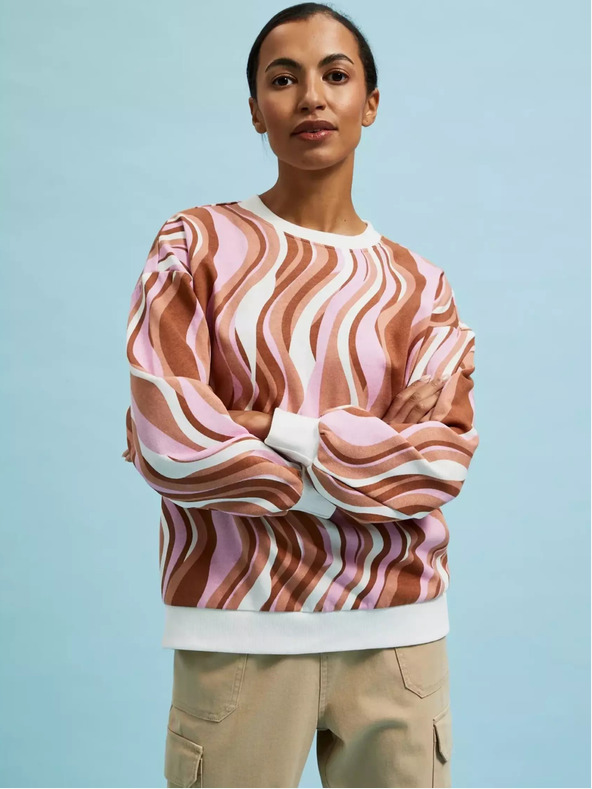 Moodo Felpa da donna rosa e marrone a fantasia Moodo