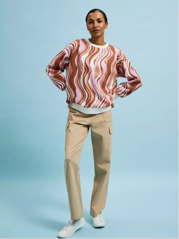 Moodo Felpa da donna rosa e marrone a fantasia Moodo