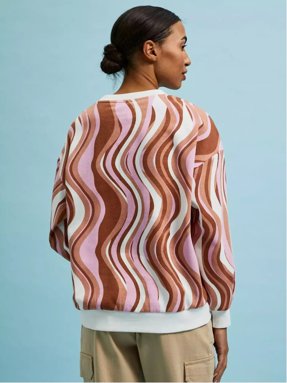 Moodo Felpa da donna rosa e marrone a fantasia Moodo