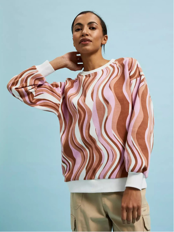 Moodo Felpa da donna rosa e marrone a fantasia Moodo