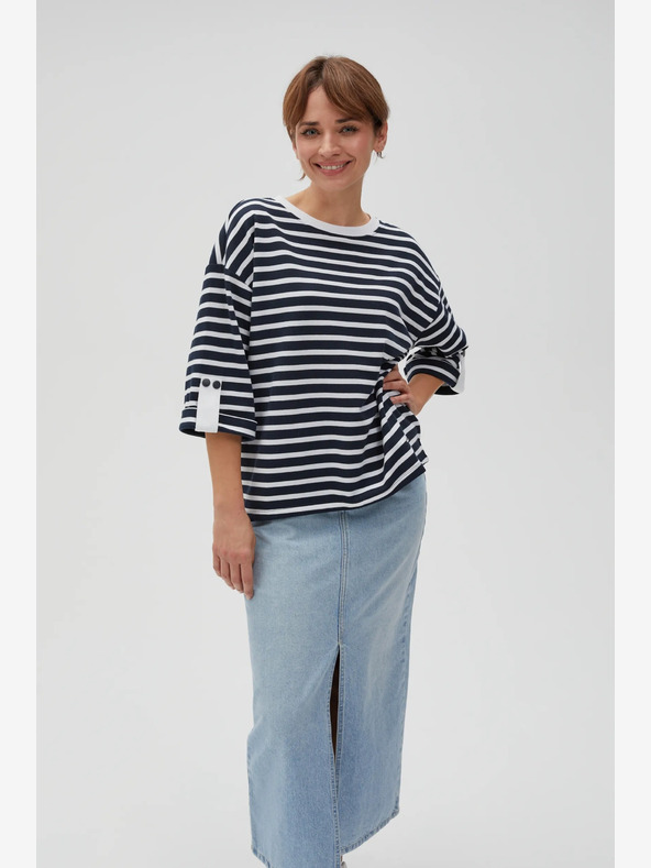 Moodo Felpa a righe bianche e blu da donna Moodo