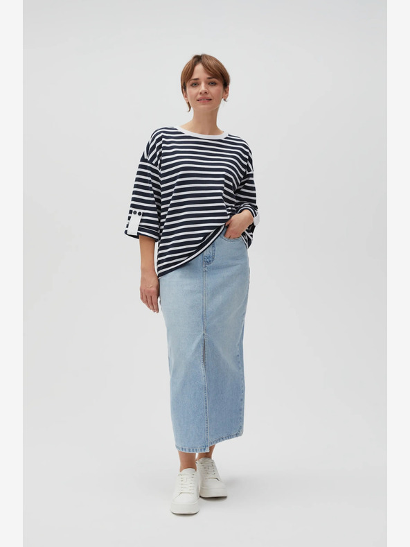 Moodo Felpa a righe bianche e blu da donna Moodo