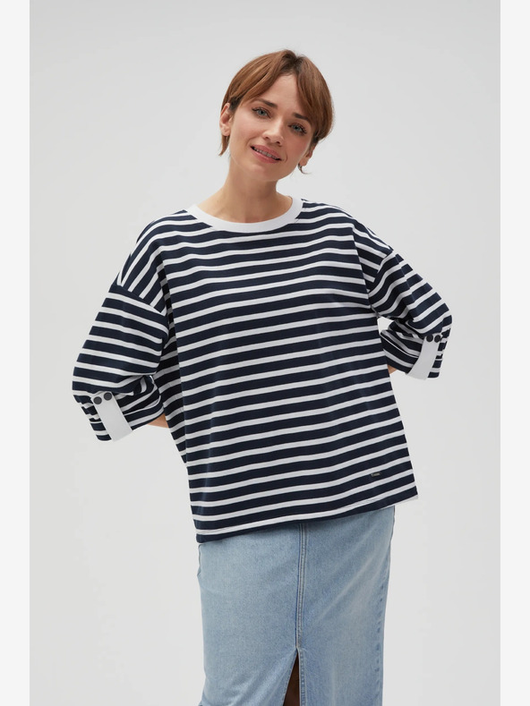 Moodo Felpa a righe bianche e blu da donna Moodo