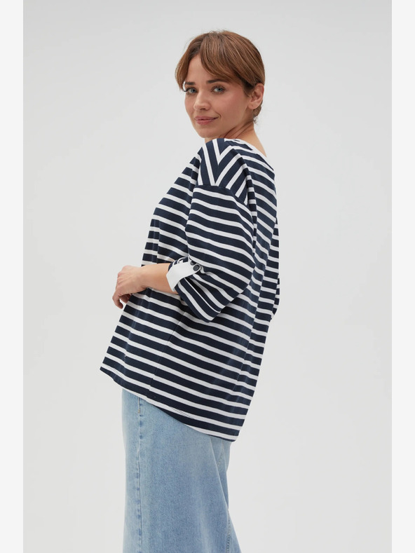 Moodo Felpa a righe bianche e blu da donna Moodo