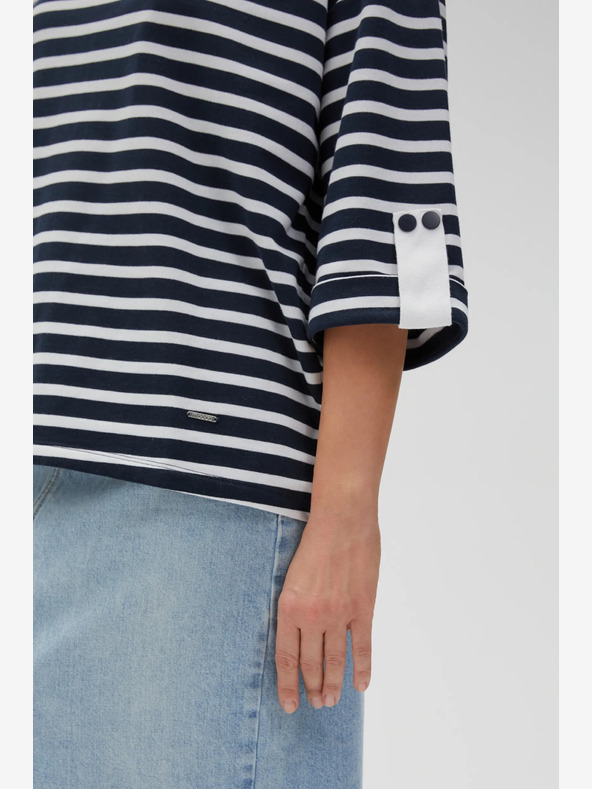 Moodo Felpa a righe bianche e blu da donna Moodo