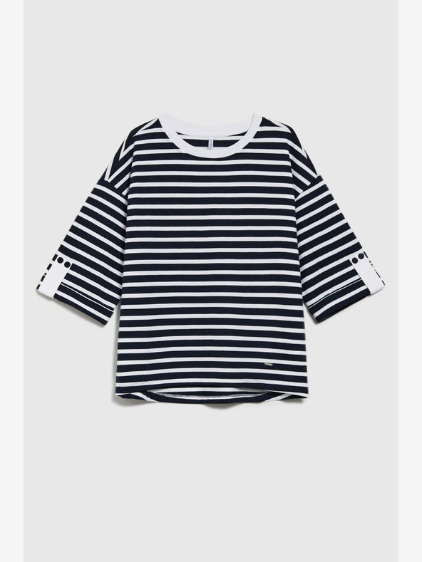 Moodo Felpa a righe bianche e blu da donna Moodo