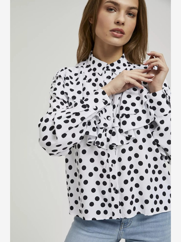 Moodo Camicia a pois bianca e nera da donna Moodo