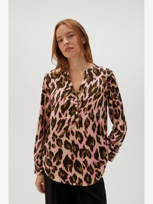 Moodo Camicetta marrone e rosa da donna a fantasia Moodo