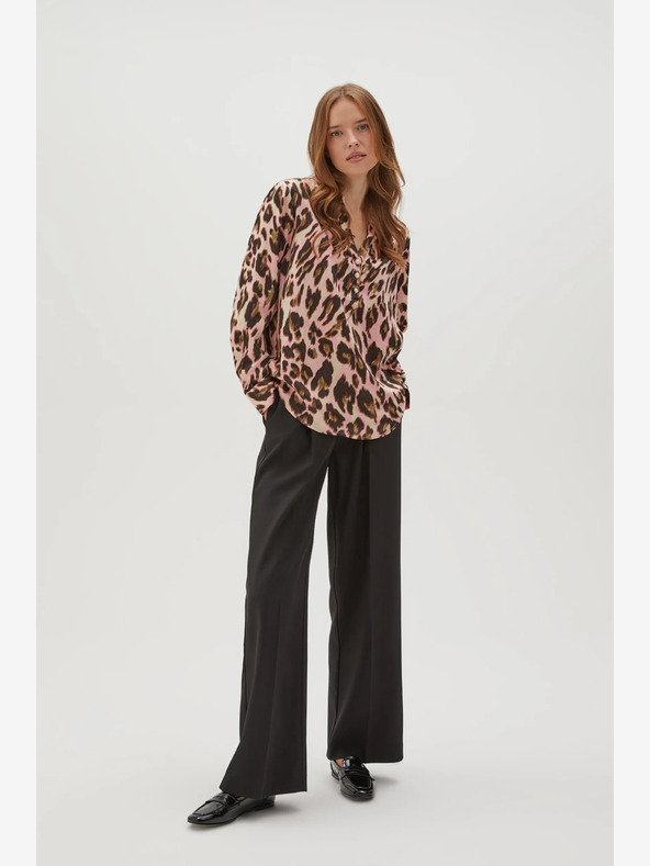 Moodo Camicetta marrone e rosa da donna a fantasia Moodo