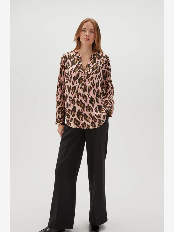 Moodo Camicetta marrone e rosa da donna a fantasia Moodo