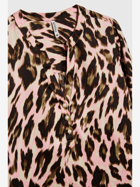 Moodo Camicetta marrone e rosa da donna a fantasia Moodo