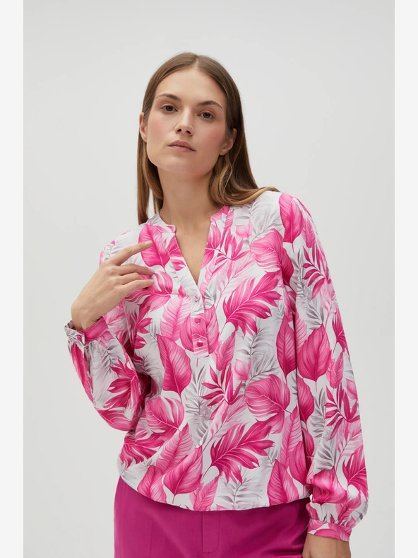 Moodo Camicetta da donna bianca e rosa a fantasia Moodo