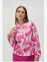 Moodo Camicetta da donna bianca e rosa a fantasia Moodo