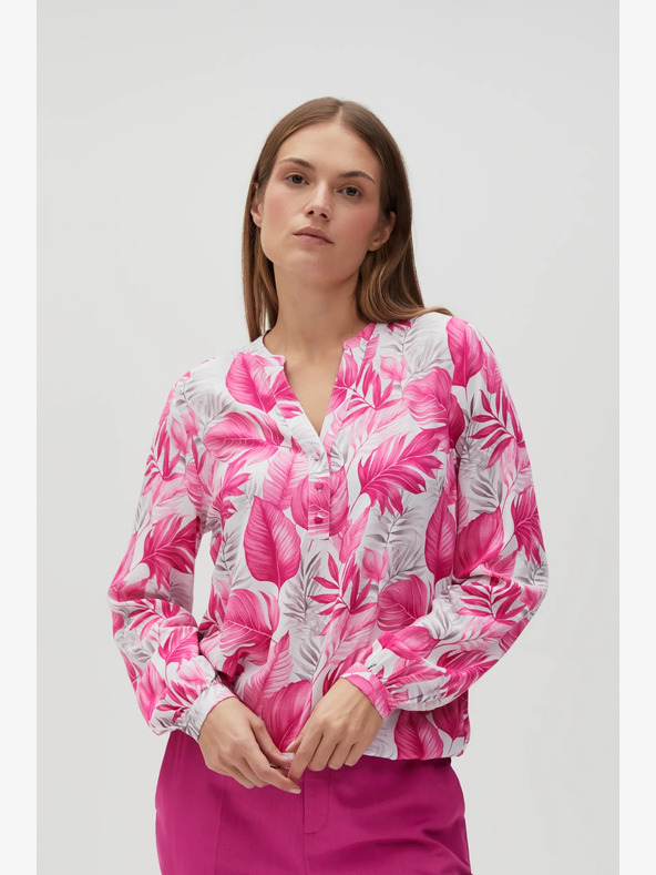 Moodo Camicetta da donna bianca e rosa a fantasia Moodo