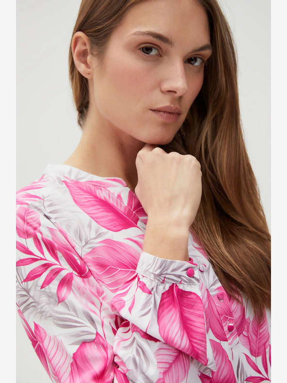 Moodo Camicetta da donna bianca e rosa a fantasia Moodo