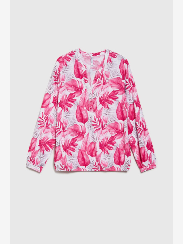 Moodo Camicetta da donna bianca e rosa a fantasia Moodo