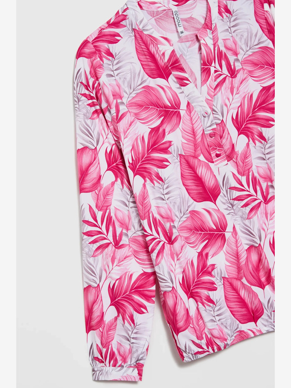 Moodo Camicetta da donna bianca e rosa a fantasia Moodo