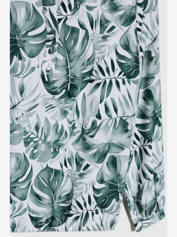 Moodo Camicetta da donna bianca e verde a fantasia Moodo