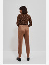 Moodo Pantaloni da donna marroni in pelle scamosciata Moodo