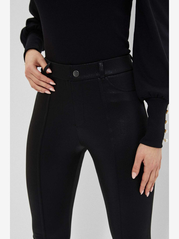 Moodo Leggings neri da donna lucidi Moodo