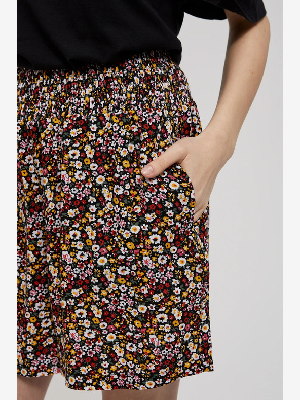 Moodo Pantaloncini neri da donna con motivo floreale Moodo