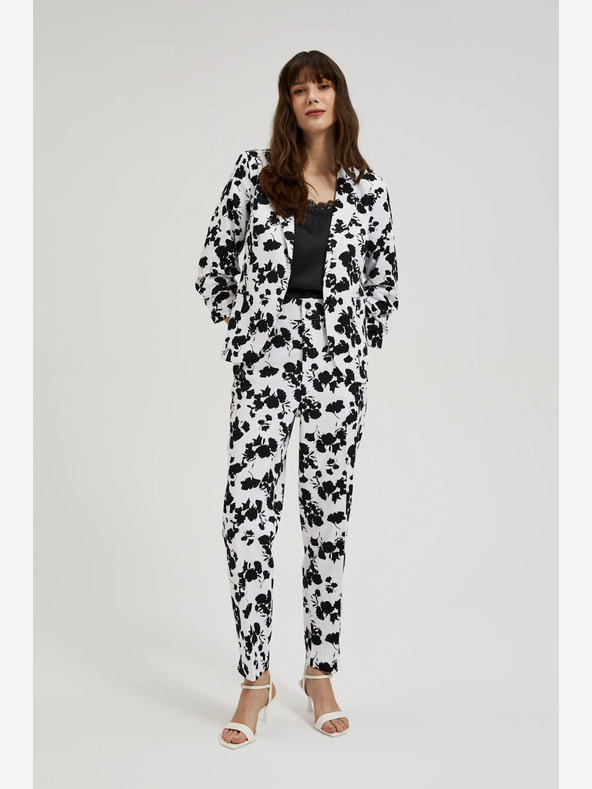 Moodo Pantaloni floreali bianchi e neri da donna Moodo
