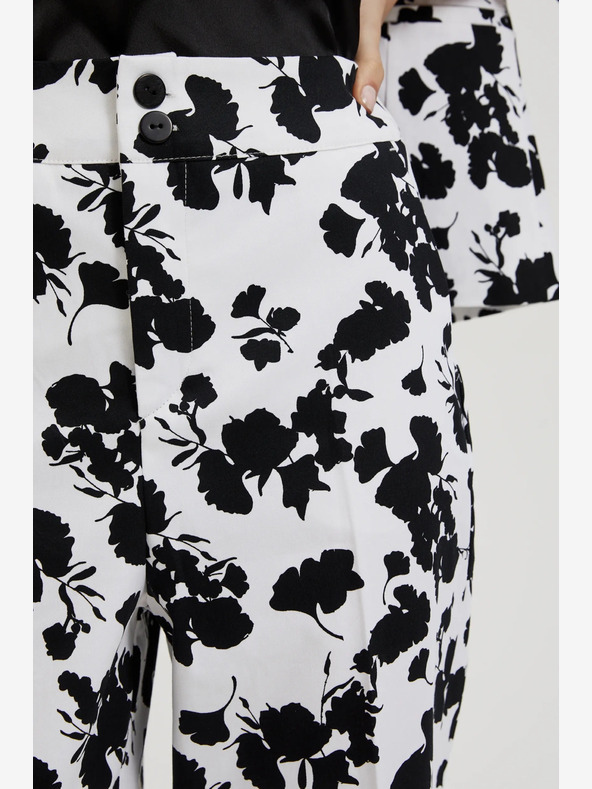 Moodo Pantaloni floreali bianchi e neri da donna Moodo