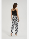 Moodo Pantaloni floreali bianchi e neri da donna Moodo