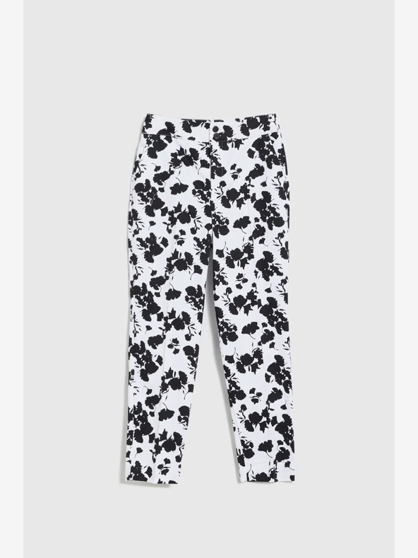 Moodo Pantaloni floreali bianchi e neri da donna Moodo