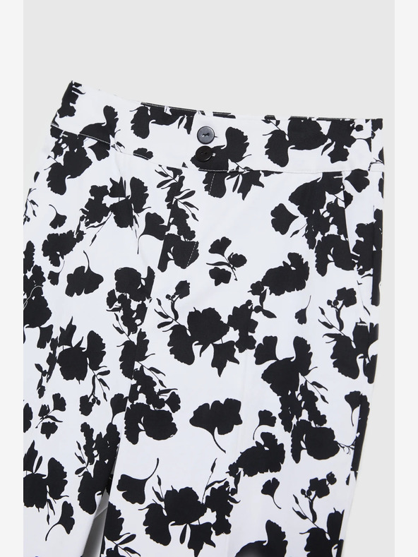 Moodo Pantaloni floreali bianchi e neri da donna Moodo