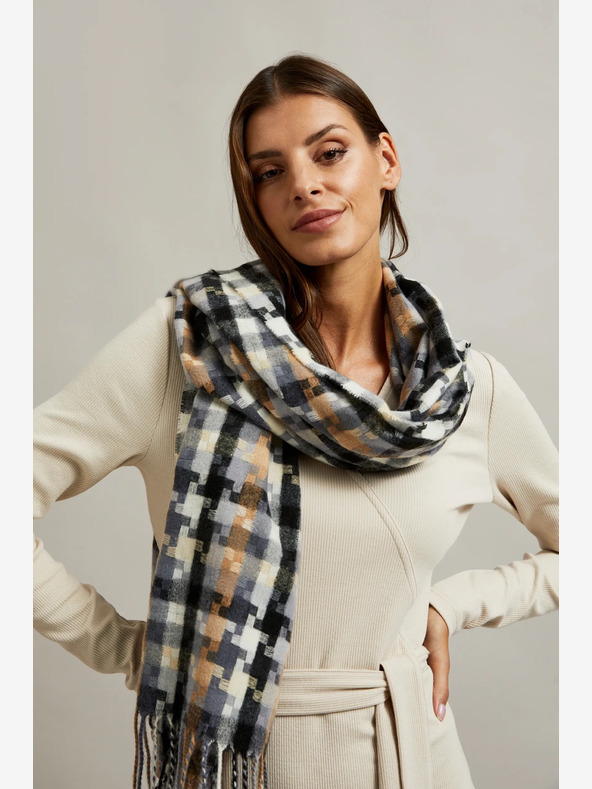 Moodo Sciarpa a quadri da donna marrone-grigio Moodo