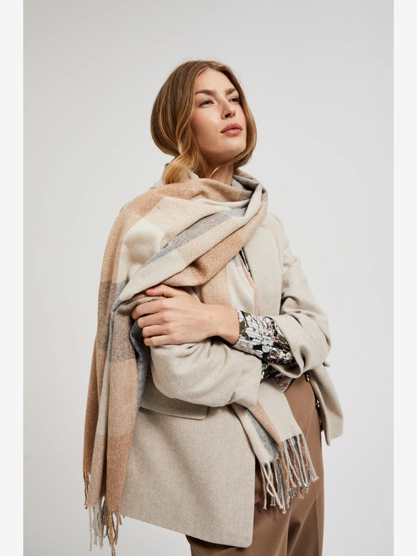 Moodo Sciarpa a quadri da donna Moodo grigio e beige