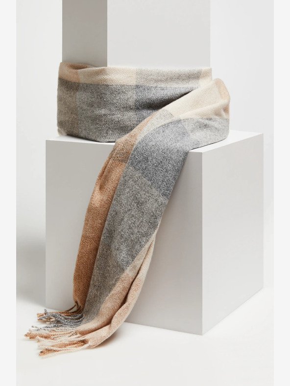 Moodo Sciarpa a quadri da donna Moodo grigio e beige