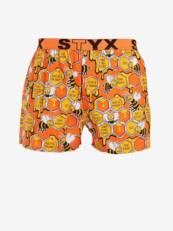Styx Pantaloncini da letto Styx gialli e arancioni da uomo con fantasia Api