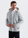 Ombre Clothing Felpa da uomo con cappuccio e bottoni - grigio melange V2 OM-SSZP-0186 Ombre Clothing