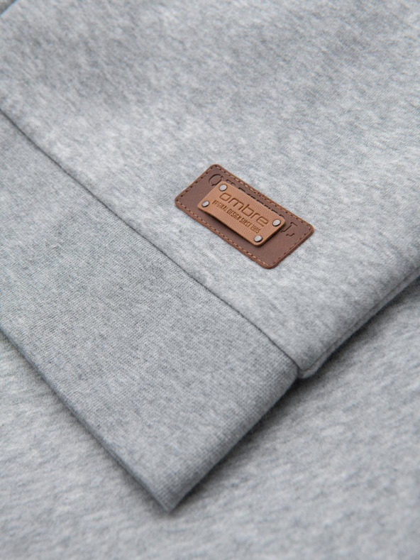 Ombre Clothing Felpa da uomo con cappuccio e bottoni - grigio melange V2 OM-SSZP-0186 Ombre Clothing