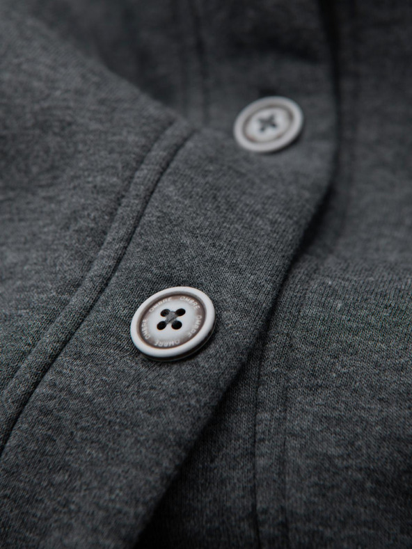 Ombre Clothing Felpa con cappuccio da uomo con bottoni - grafite melange V4 OM-SSZP-0186 Ombre Clothing