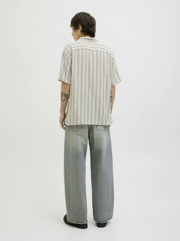 Jack & Jones Camicia a maniche corte a righe Jack & Jones Corp Beige Uomo