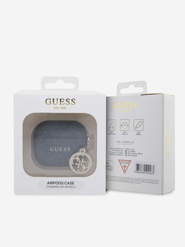 Guess Custodia Charm Guess 4G Script PC/PU per AirPods 3 nero
