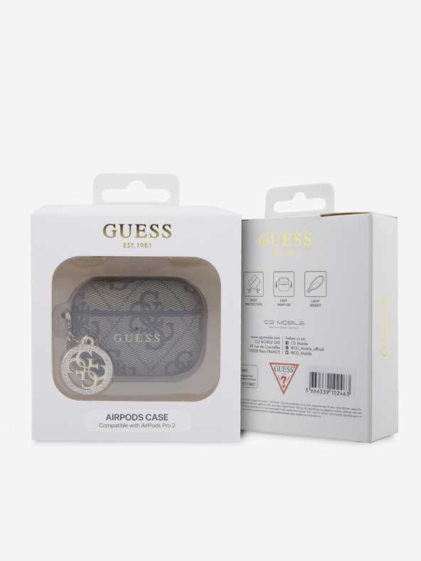Guess Custodia Charm Guess 4G Script PC/PU per AirPods Pro 2 Marrone